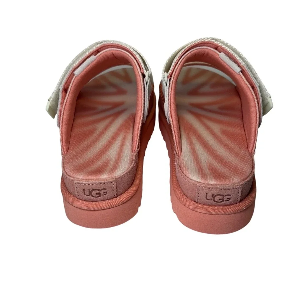 UGG Women's Platform Slide Sandals in Coral Pink and Ivory